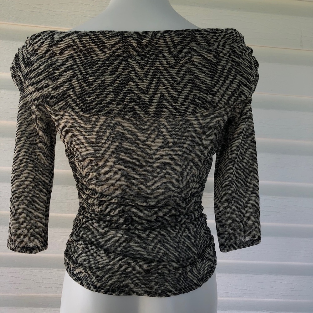 St. John Ruched Off the Shoulder Knit Top - Picture 4 of 7